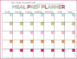 Weekly Menu Planner Monthly Calendar Template Printable