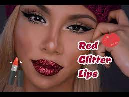 red glitter lips nye makeup tutorial