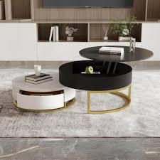 Black Round Lift Top Wood Coffee Table