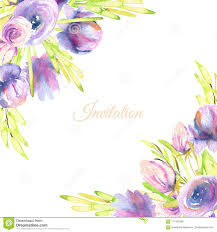 Watercolor Purple Peonies And Roses Card Template Wedding