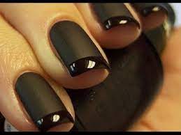 matte black nails with glossy tip