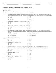 Advanced Algebra 1 Practice Mid Term