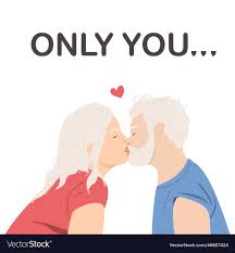 old couple kissing royalty free vector
