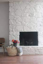 Stone Fireplace Makeover Painted Stone