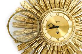 Mid Century Modern Syroco Sunburst Clock