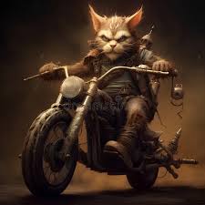 The Cool Cat is Riding a Motorcycle. Mad Max Theme Stock Illustration -  Illustration of style, motorcyclist: 286754793