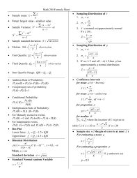 math 200 formula sheet