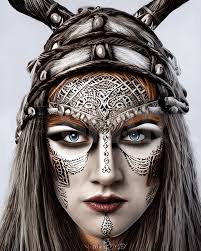 viking woman in traditional makeup