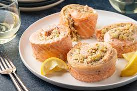 crab stuffed salmon pinwheels recipe