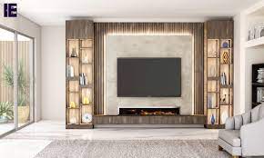 wall mounted tv unit in raw steel with