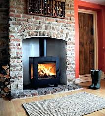 brick hearth wood stove fireplace