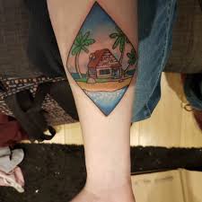 Dragon ball kame house tattoo. Kame House By Meg At Skinprint Tattoos York Uk Dragon Ball Tattoo Tattoos Creative Tattoos