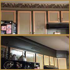 8 ways to deal with those awkward kitchen cabinet soffits fill in the space with trim. Update The Space Above Kitchen Cabinets My Perpetual Project