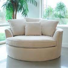 Beige Circular Loveseat Couch With