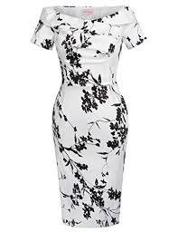 Belle Poque Retro Dress Women White Black Floral Off Shoulder Tube Dress Size 8 Bp0117 8