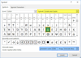 How To Insert A Delta Symbol In Excel