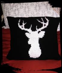 Although i absolutely love the look of the felt pieces, the antlers don't really stand up and i've had a lot of requests for crocheted versions of these parts. Crochet Deer Silhouette Pillow With Chart Crochet Deer Crochet Pillow Cover Crochet Pillow Pattern