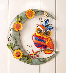 Metal Flower Wall Art Owl Decor