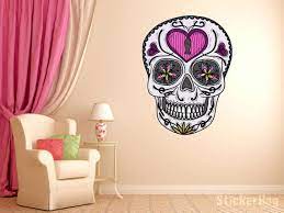 Mexican Sugar Skull Heart Key Lock Wall