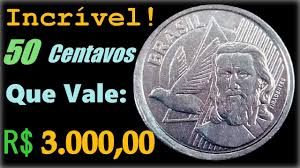 A moeda mais rara de 50 centavos: Vale 3 Mil Reais! Moeda valiosa de cunho  trocado Tiradentes "mula" - YouTube
