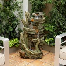 Alpine Tzl292 Cascading Stone Tower Fountain With Cool White Led Lights