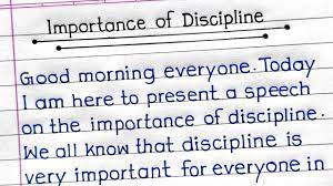 sch on importance of discipline in