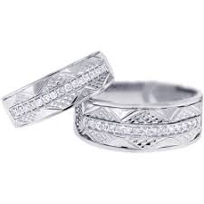 A high grade cubic zirconia wedding ring set. Diamond Vintage Wedding Bands Set For Him Her 18k Gold 0 33ct