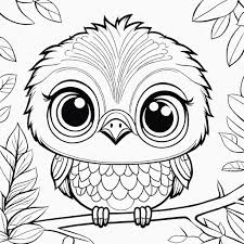 coloring book template simple baby owl