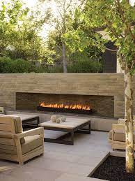 streamline modern outdoor fireplace
