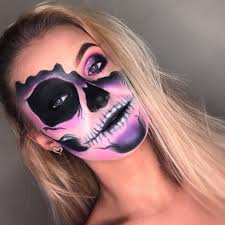 skull halloween makeup half skeleton