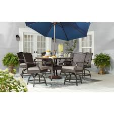 There are even daybeds and swings to mix things up. Member S Mark Agio Heritage 7 Piece Balcony Height Patio Dining Set With Sunbrella Fabric Dove Gray Sam S Club