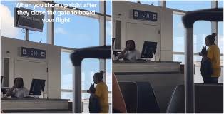 man misses boarding time uses intercom