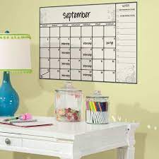 Roommates 2 5 In X 27 In Scroll Dry Erase Calendar L And Stick Wall Decals White Black