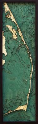 Outer Banks North Carolina Wood Carved Topographic Depth