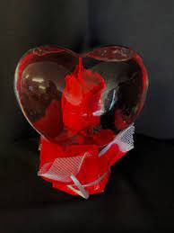 Red Fresh Rose In A Heart Glass Globe