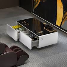 White Smart Coffee Table With Fridge