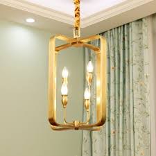 Gold Circle Square Ceiling Pendant Light Metal 4 Lights Vintage Chandelier Lighting For Foyer Beautifulhalo Com