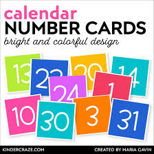 colorful calendar numbers kinder craze