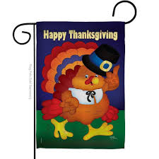 happy thanksgiving turkey garden flag