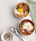 baked eggs w spinach and tomatoes
