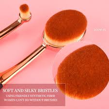 cream oval makeup brushes set