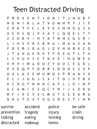 distracted driving word search