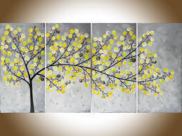 Contemporary Wall Art Yellow Grey