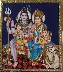 shiva family tanjore art painting with