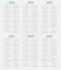 Calendar 2018 2019 2020 2021 2022 2023 Free Vector Download