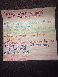 Small Moment Anchor Chart Second Grade Writing First
