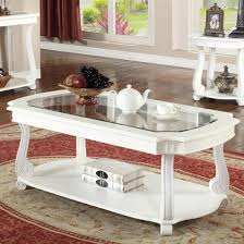 Coffee Table White With Glass Top Hsc105