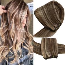 On the contrary, this high contrast duo is seriously stunning when done with the balayage option #4: Amazon Com Vesunny Highlight Hair Extensions Sew In Weft Dark Brown Highlights Caramel Blonde Hair Bundles Extensions Weft Hair For Full Head 100g Bundle 20inch Beauty