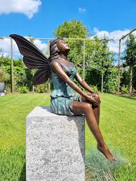 beautiful bronze angel garden fairy