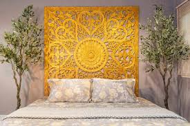 Bohemian Headboard King Wooden Mounted